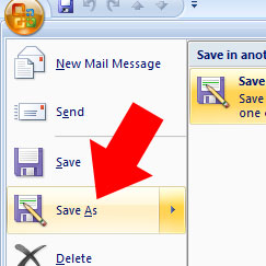 Choose 'save as' from the drop down menu Choose 'save as' from the drop down menu