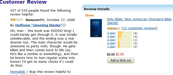 Spoof Amazon book review