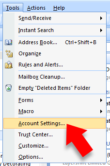 open Outlook and select 'account settings' open Outlook and select 'account settings'