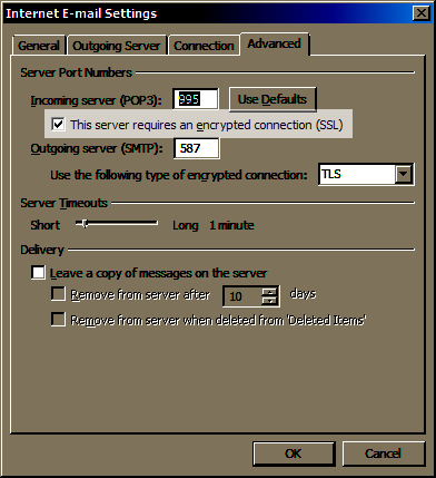 Tick the box that says ''the server requires an encrypted connection'
