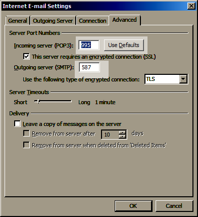 If your email account is not able to send emails, follow the steps 1 to 5 again then try changing your incoming port to 995 and your Outgoing port to 587, then step 8. If this doesn't work you can follow steps 1 to 5 then select 'restore defaults', then step 8