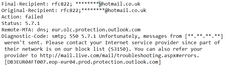 Unable to send email to Hotmail or Outlook addresses – how to remove yourself from the Hotmail block-list