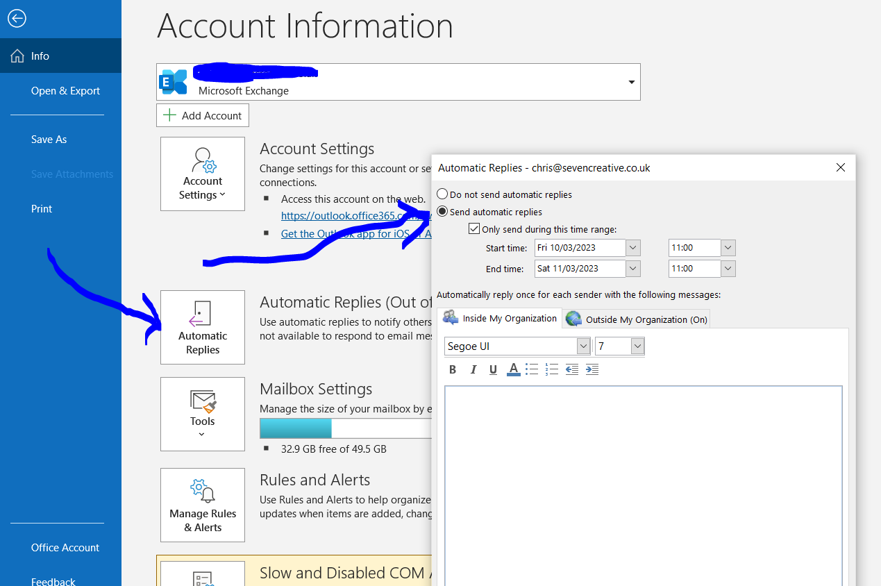 How to send out of office replies with the Outlook 365 desktop app (3-step tutorial)