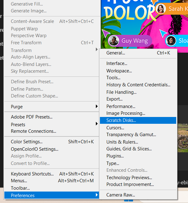 How to fix the Photoshop error “The currently selected scratch disks are full. Please modify scratch disk preferences that will come into effect in the next launch”